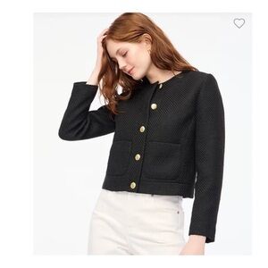 J. Crew Tweet Textured Black Blazer with Gold Buttons